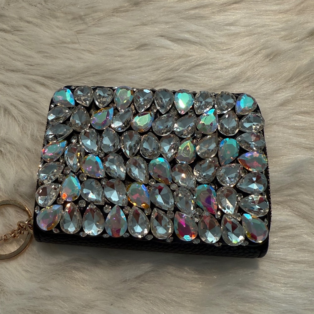 Crystal Embellished Rhinestone Card Holder Keychain